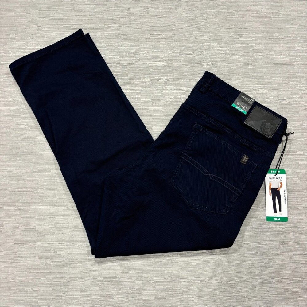 Buffalo David Bitton SAM Jeans Mens 38 x 30 Navy Blue Denim Slim Fit Straight